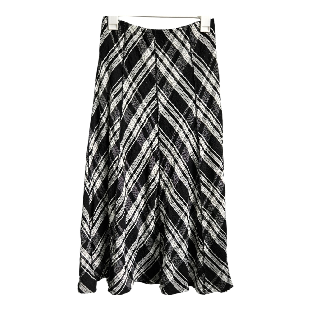 I. C. By Cinnie K Black and White Maxi A-Line Pleated Skirt, Small